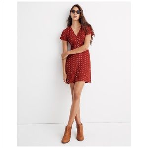 Madewell Button-Front Swing Dress in Grid Dot